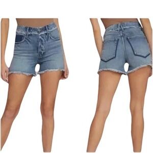 GOOD AMERICAN Size 0 Distressed Raw Hem High Waist Shadow Pocket Bombshell Short